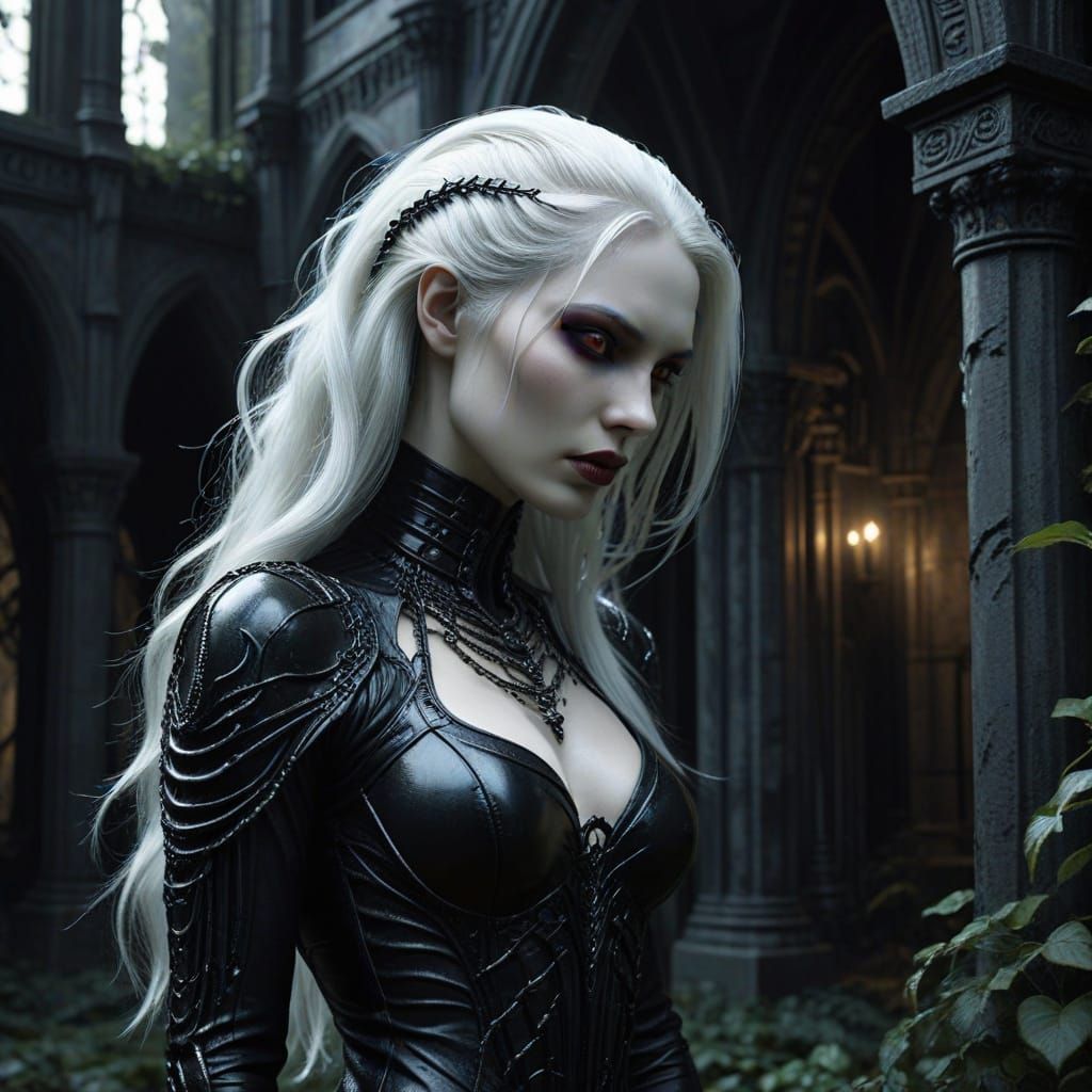 Ethereal Vampire Queen Reigns in Dark Gothic Realm