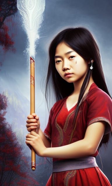Asian Woman with Hammer and Sickle: Fantasy Art