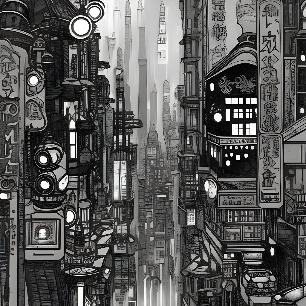 Steampunk Noir Tokyo Cityscape by Ivan Bilibin