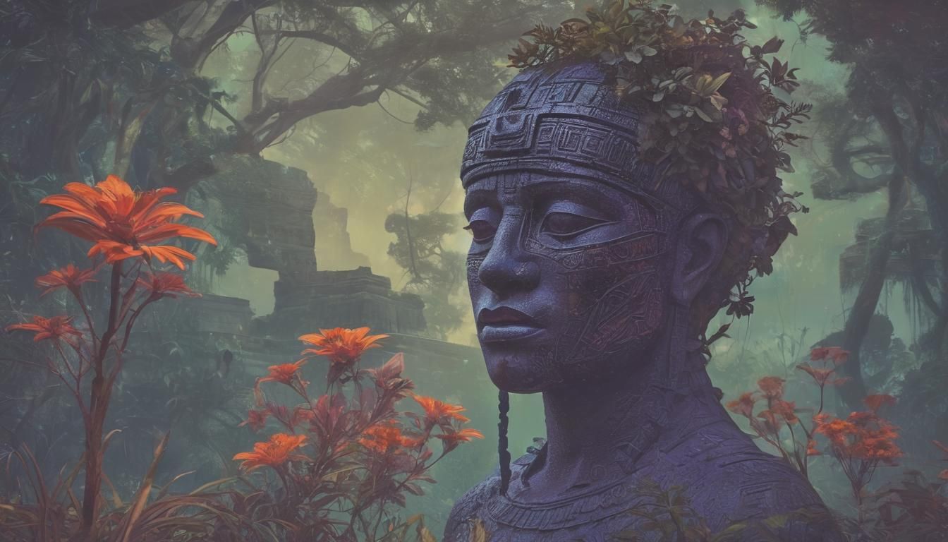 Alien Savannah Landscape with Geometric Layers