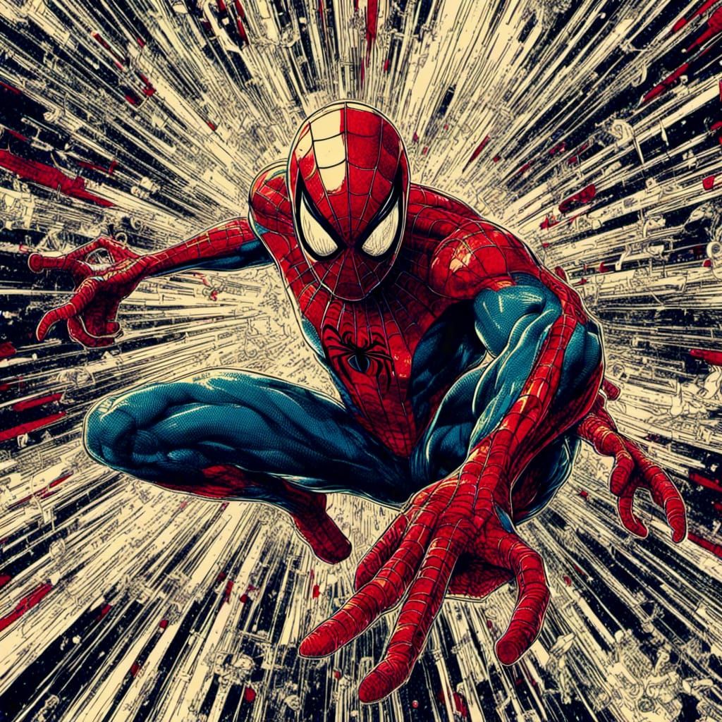 Detailed 3D Spiderman in Halftone Style