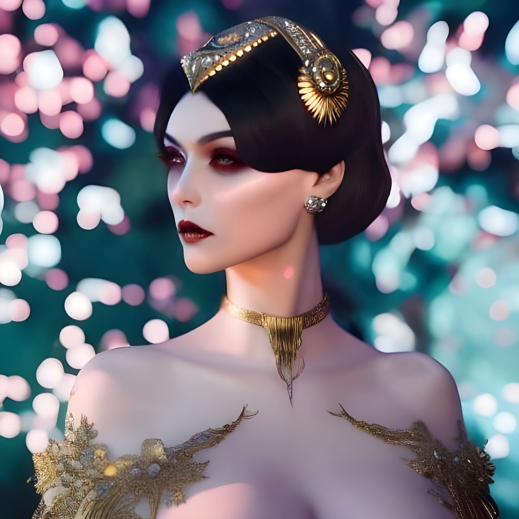 Moon Goddess Portrait in Art Nouveau Style