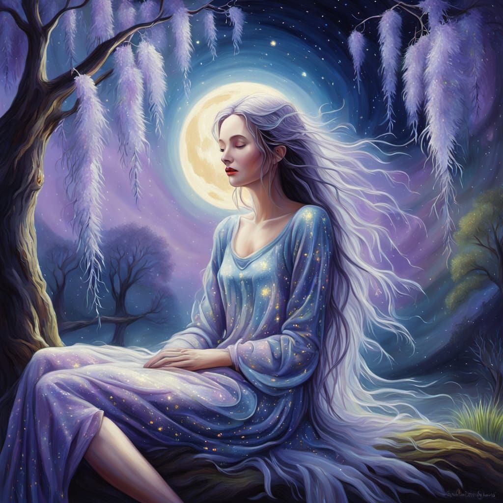 Celestial Creature Noctalya in Surreal Oil Painting