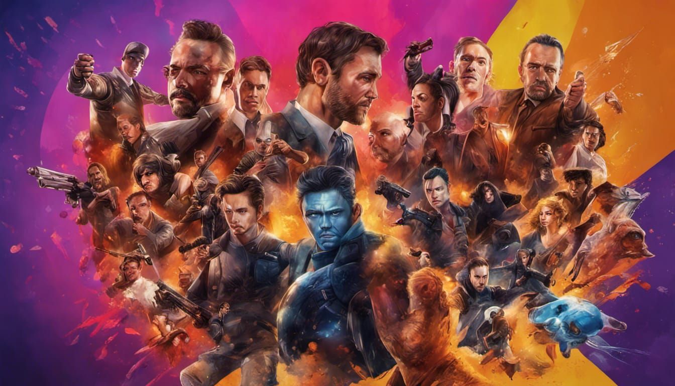 Greatest Movie Characters Banner in Hyperrealistic Splash Ar...