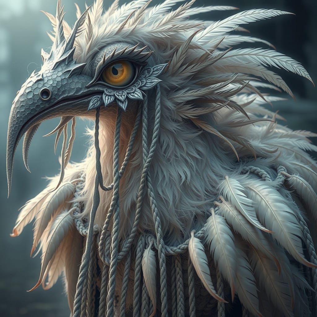 Majestic Avian Entity with Glowing Feathers