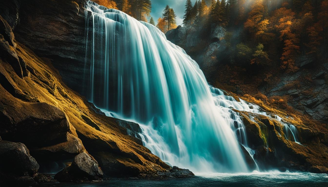 Glass Waterfall in Double Exposure Style