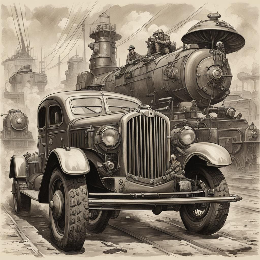 Dieselpunk Inspired Retro-Futuristic Artwork