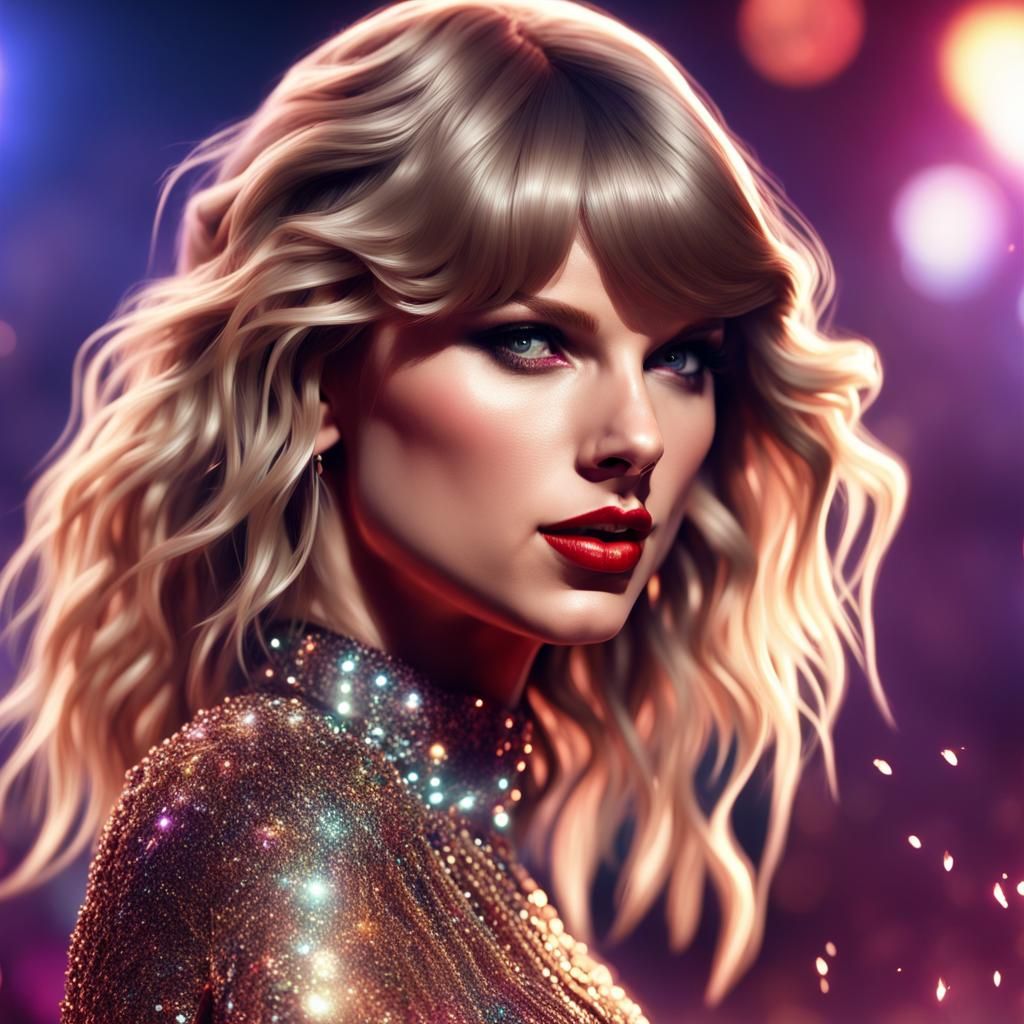 Taylor Swift on Stage: Detailed Matte Painting