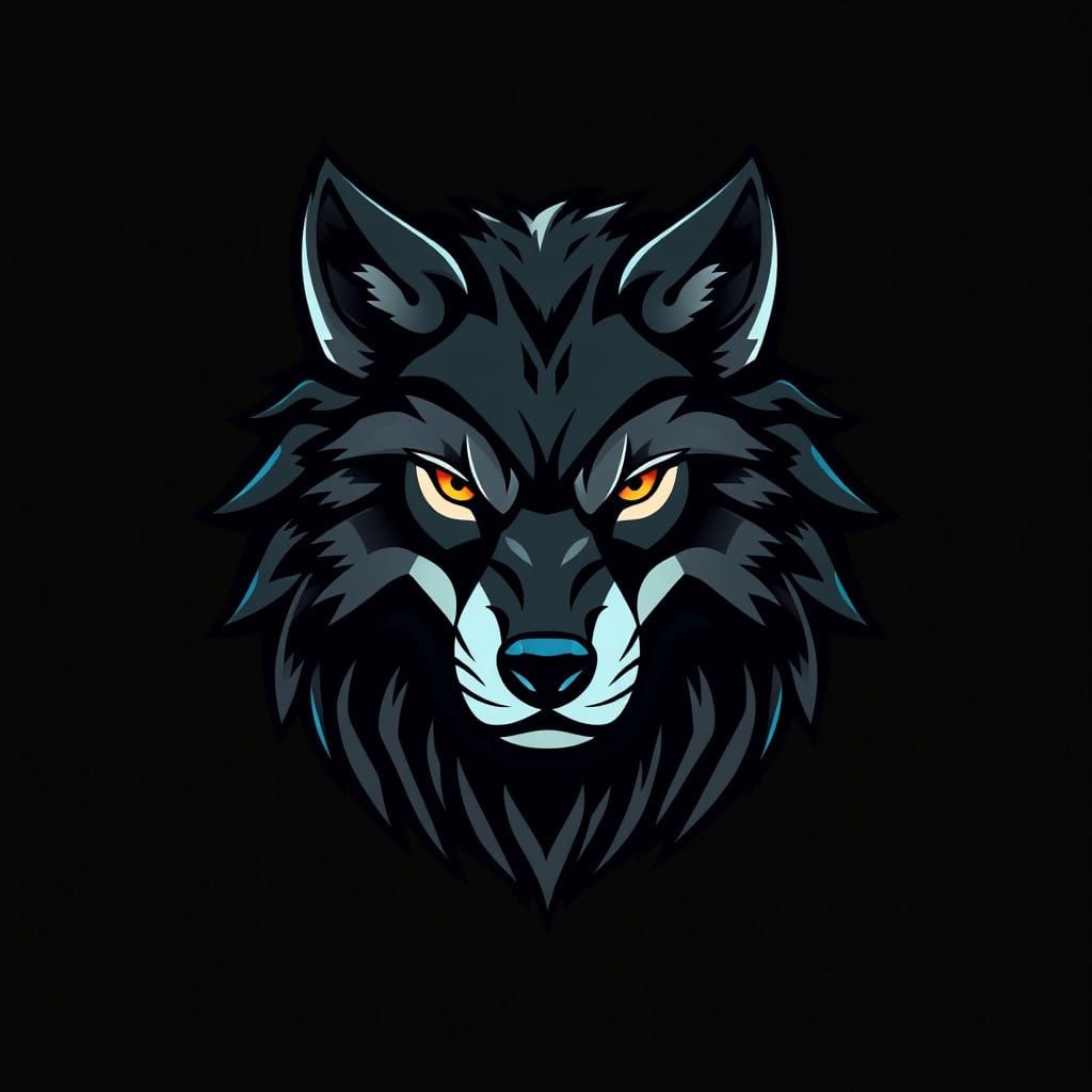 Wolf-Themed Gaming Logo in Dark Fantasy Style