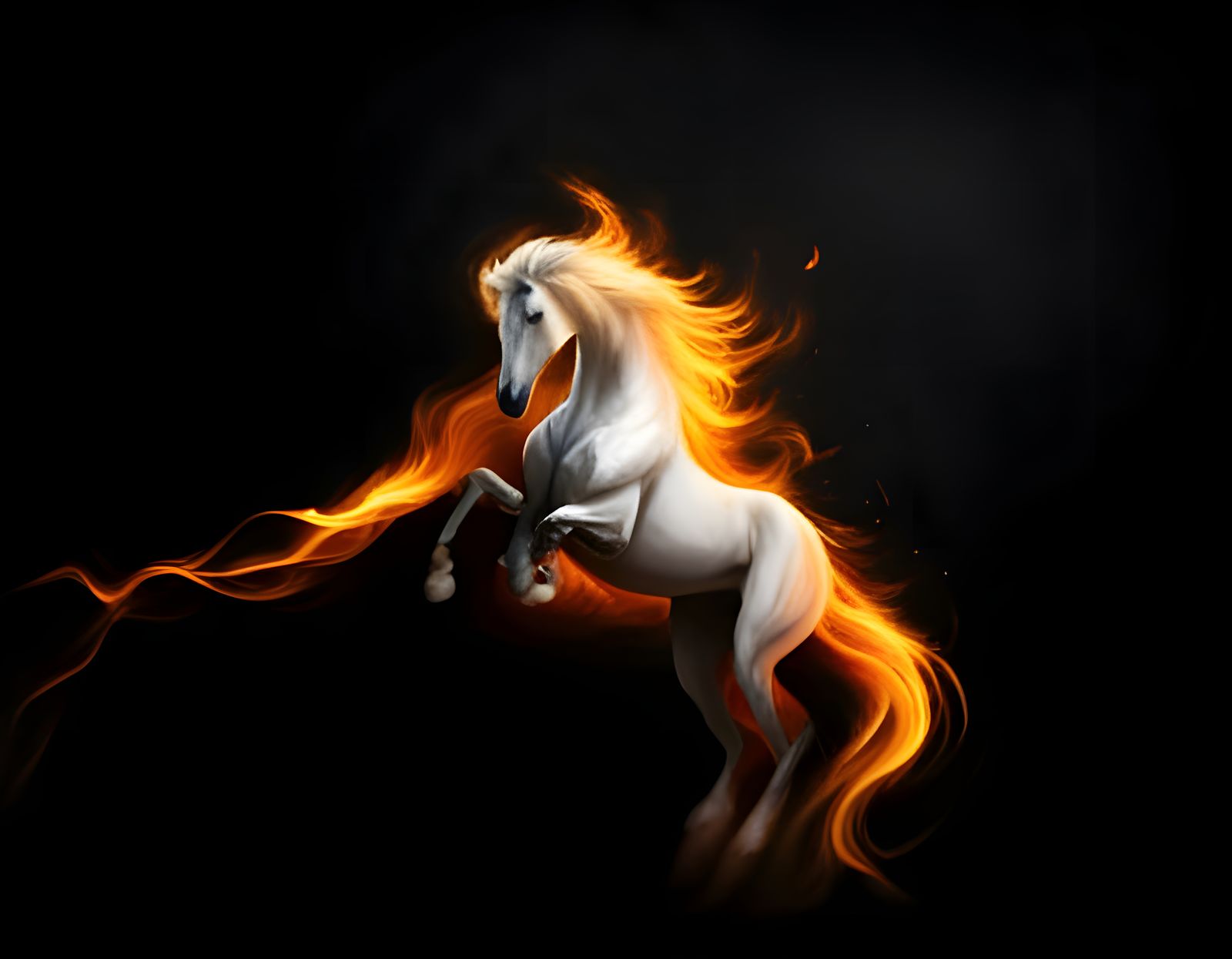 Fiery Horse in Dark Fantasy Style
