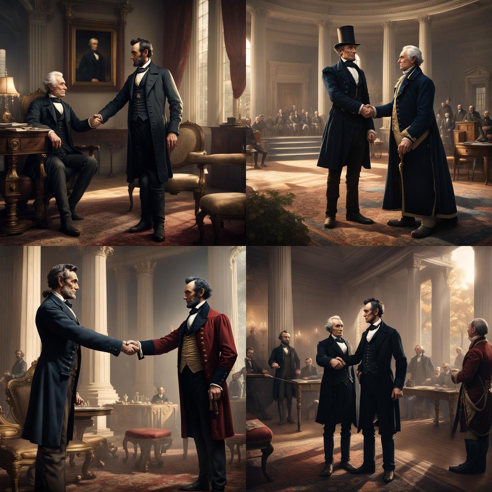 Lincoln and Washington: Detailed Matte Painting