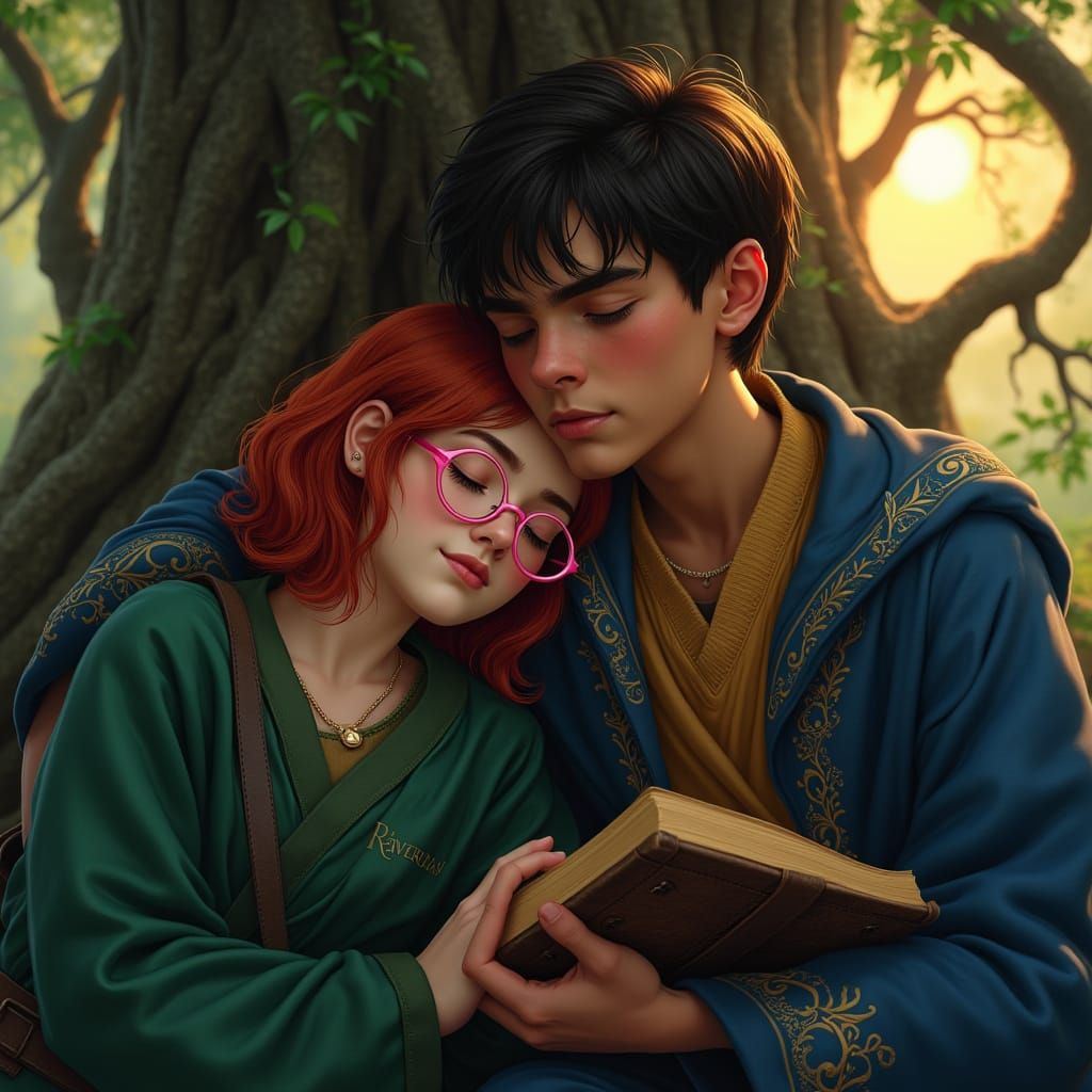 Enchanted Study Session in Hyperrealistic Style