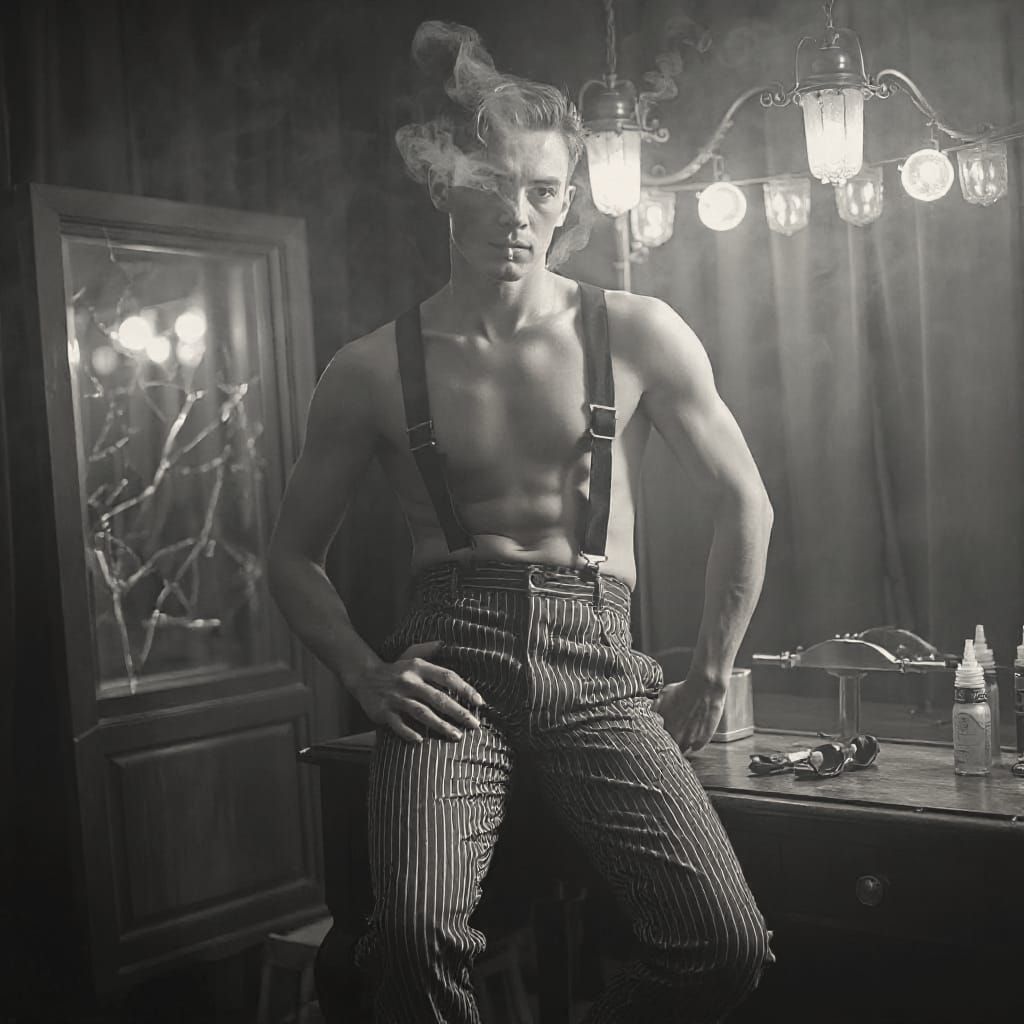 Film Noir Burlesque Dancer in Shadows