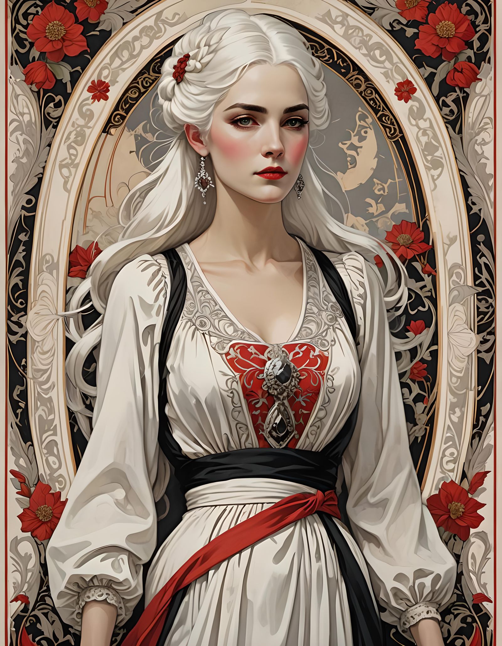 Art Nouveau Poster of Woman with White Hair