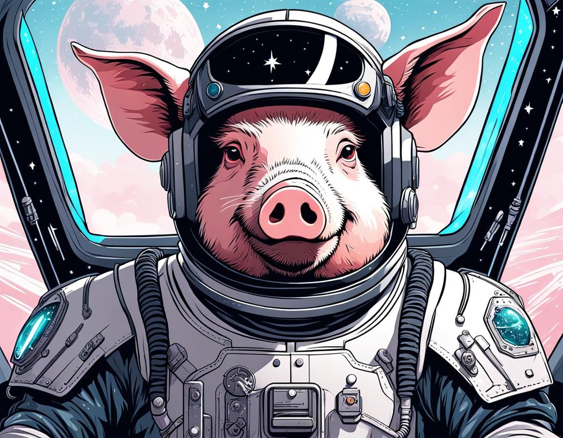 Cyberpunk Anime Boar Starship Fighter Pilot