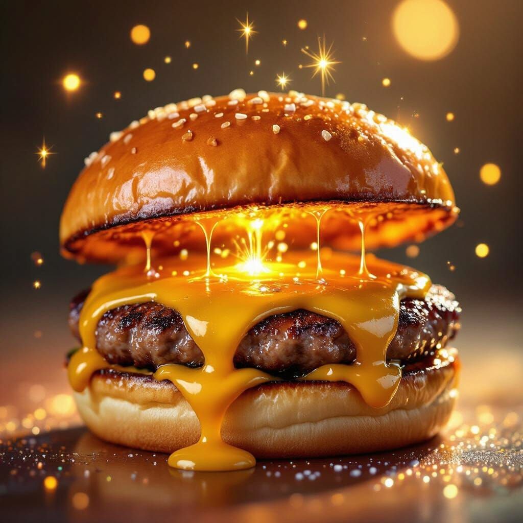 Magical Hamburger with Luminescent Sauce and Glitter