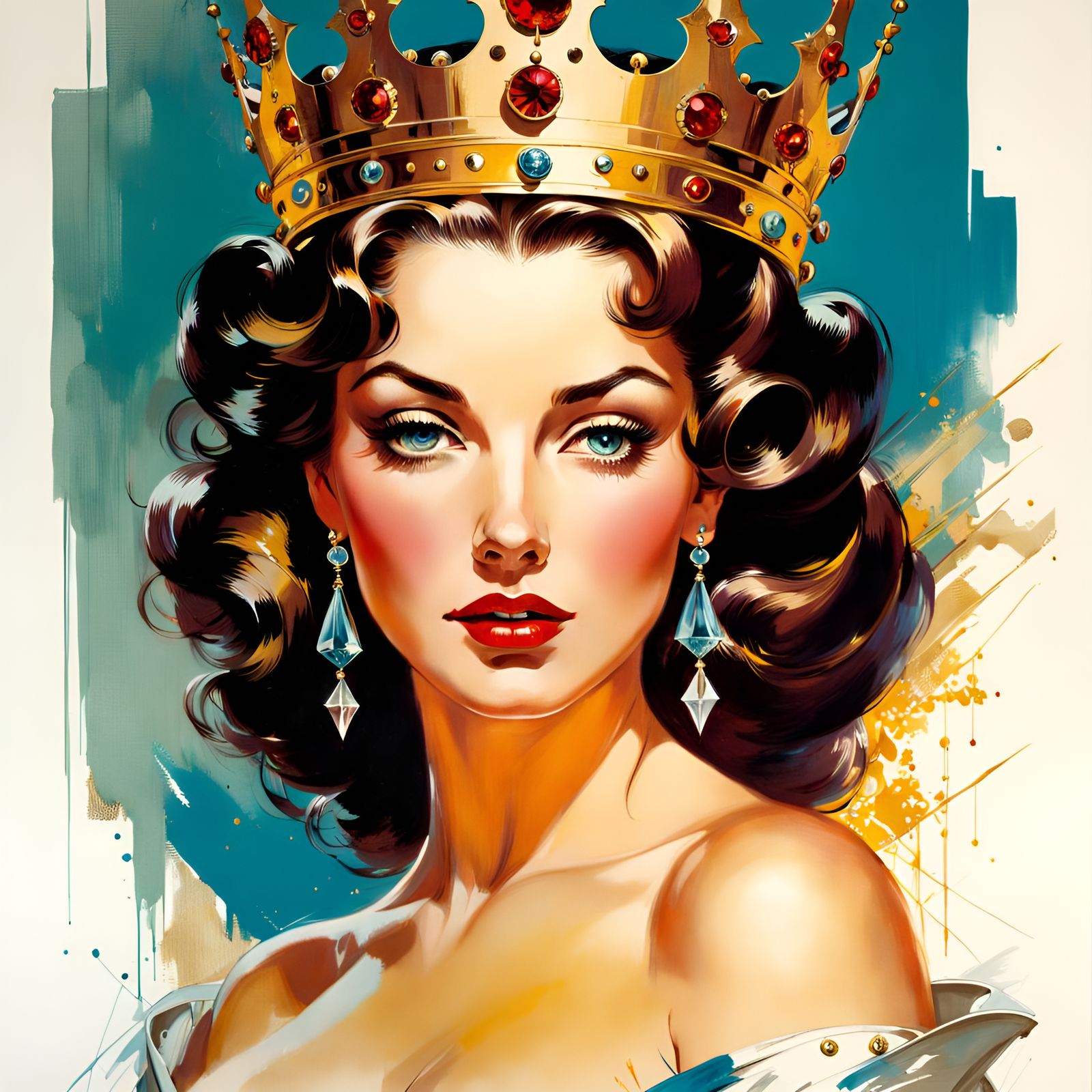Elegant Queen Portrait in Pin-Up Style