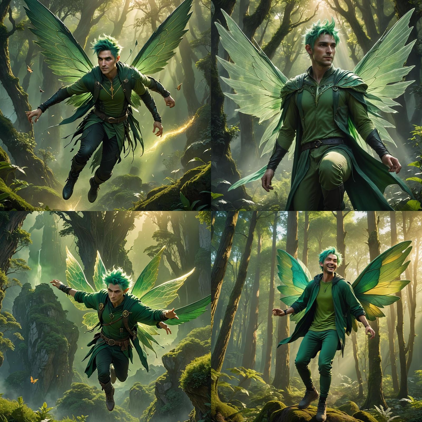 Handsome Green Earth Fairy in Digital Painting