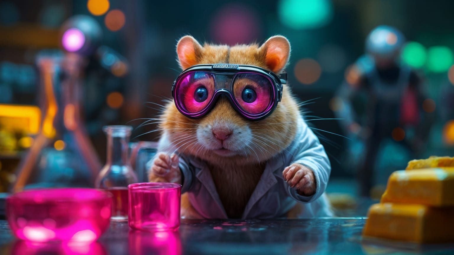 Hamster Scientist Investigates Glowing Liquid in Futuristic ...
