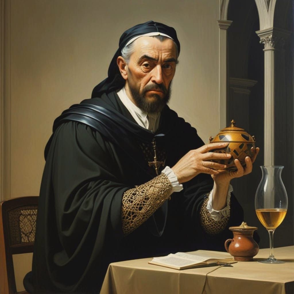 Patriarch in Retrofuturism Style, Caravaggio Influence