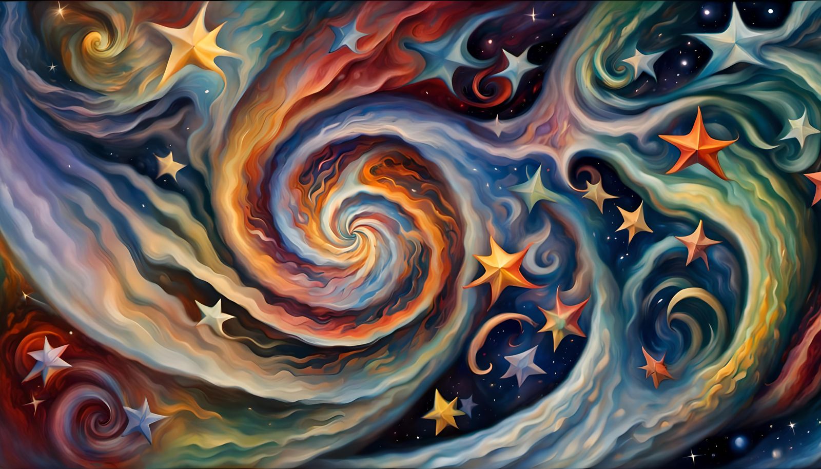 Cosmic Star Cluster in Abstract Impasto Style