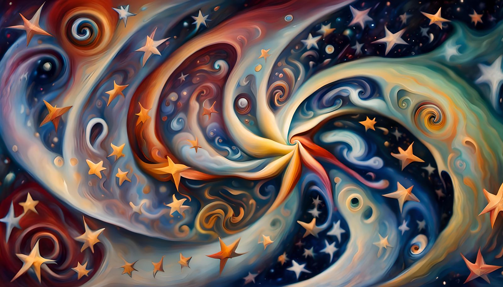 Cosmic Star Dance: An Impasto Oil Painting