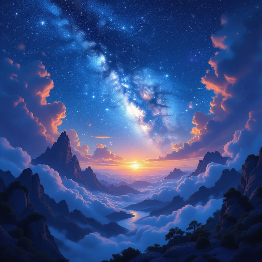 Fantastical Starry Scene in Deep Color