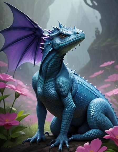 Fantasy Dragon Portrait in Detailed Digital Painting