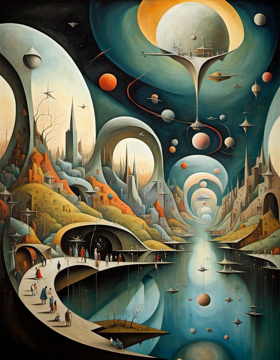 Retro-Futuristic Mural Painting in Art Deco Style