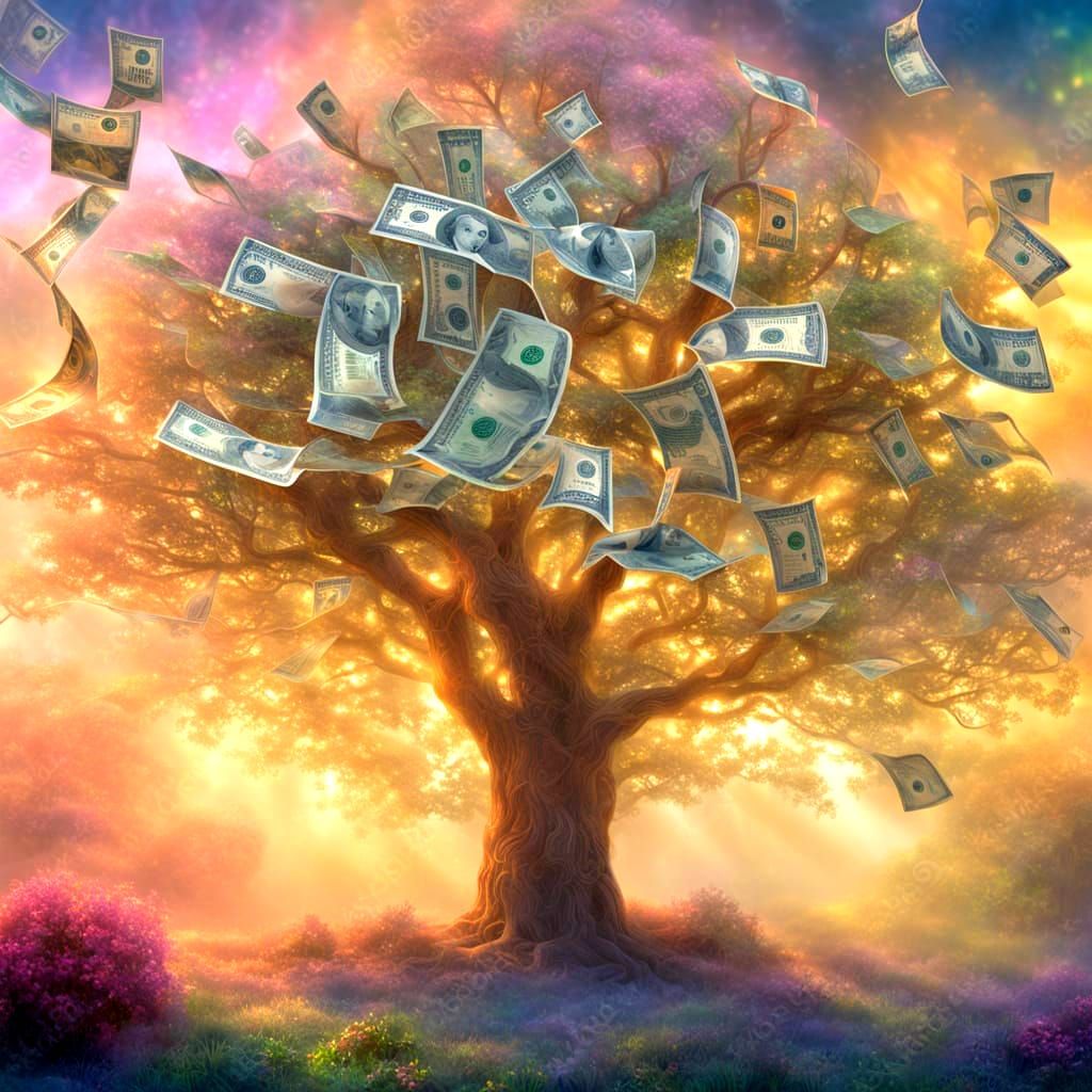Ethereal Money Tree in Hyperdetailed Mist