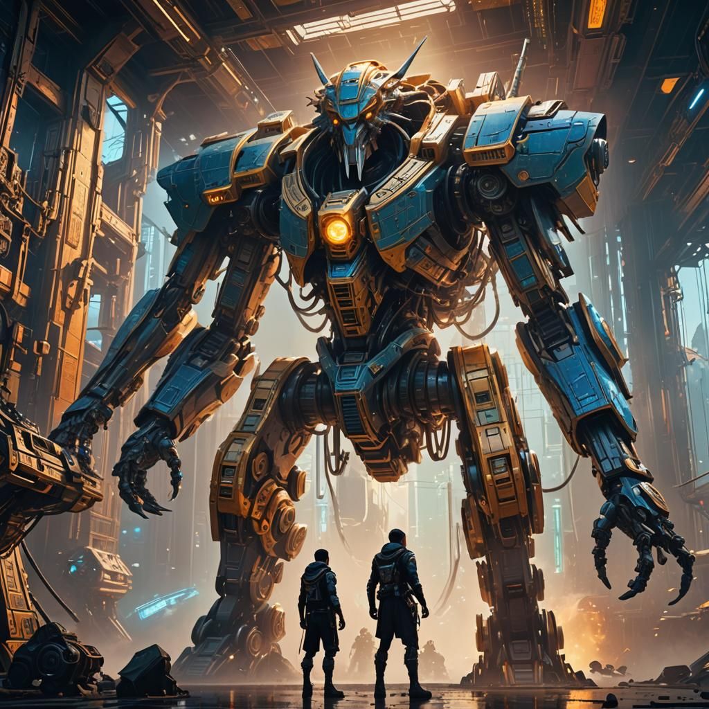 Sci-Fi Thoth and Atlan in Mech City