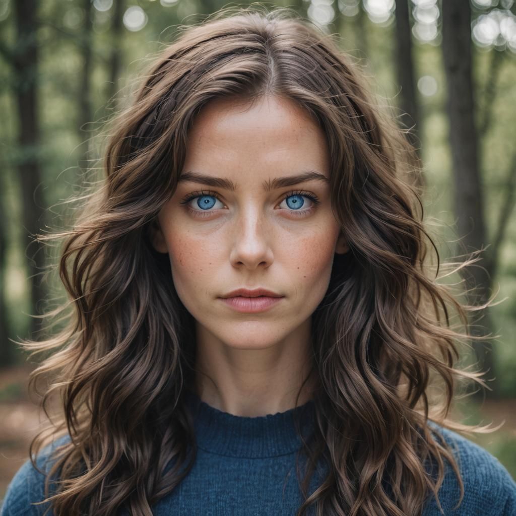 Striking Portrait of a Brunette with Blue Eyes