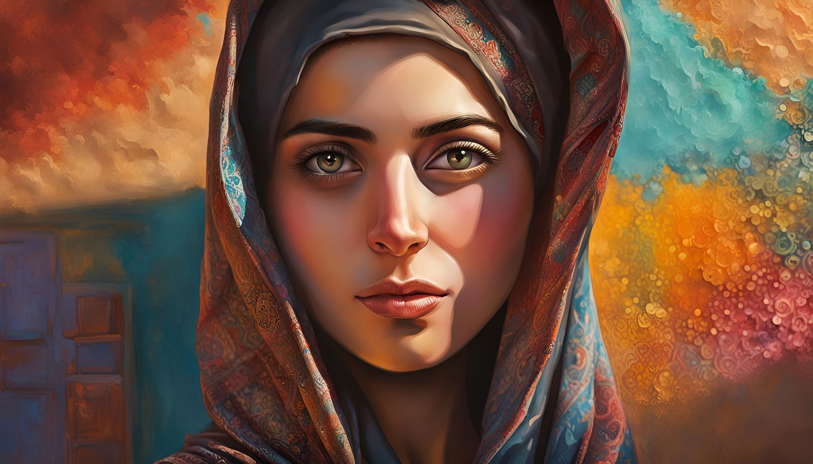 rural girl in a colorful world looking innocent