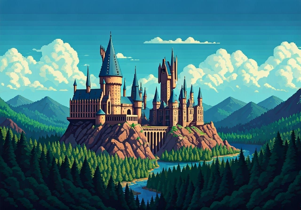 Pixel Art Hogwarts School of Witchcraft and Wizardry