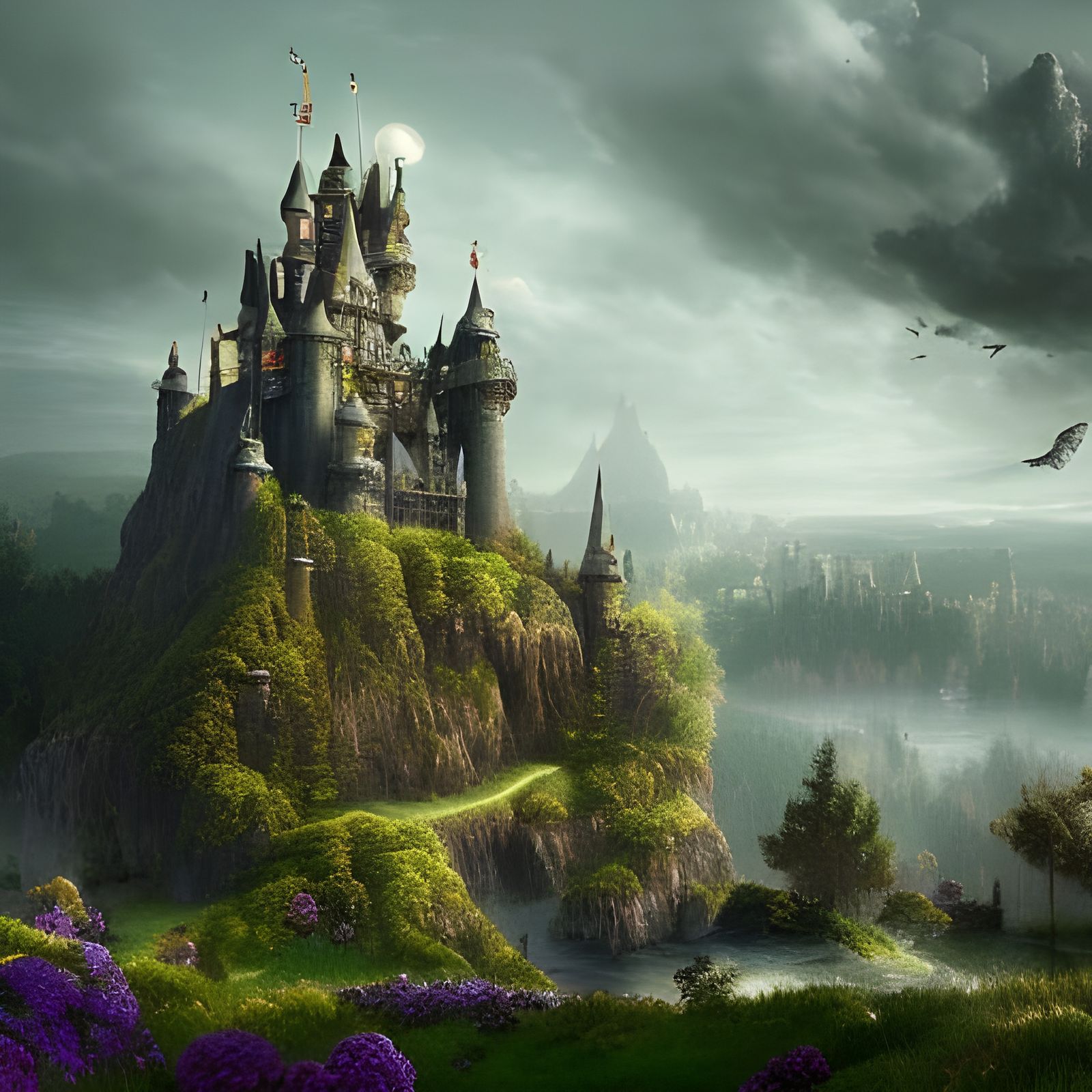 Dramatic Witch Castle Landscape in Digital Matte Painting