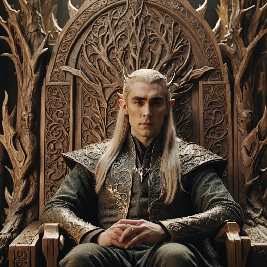 Young King Thranduil on His Throne: Cinematic Film Still