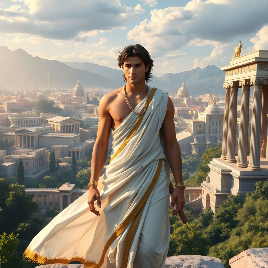 Ancient Greek Warrior in Fantasy Realism Style