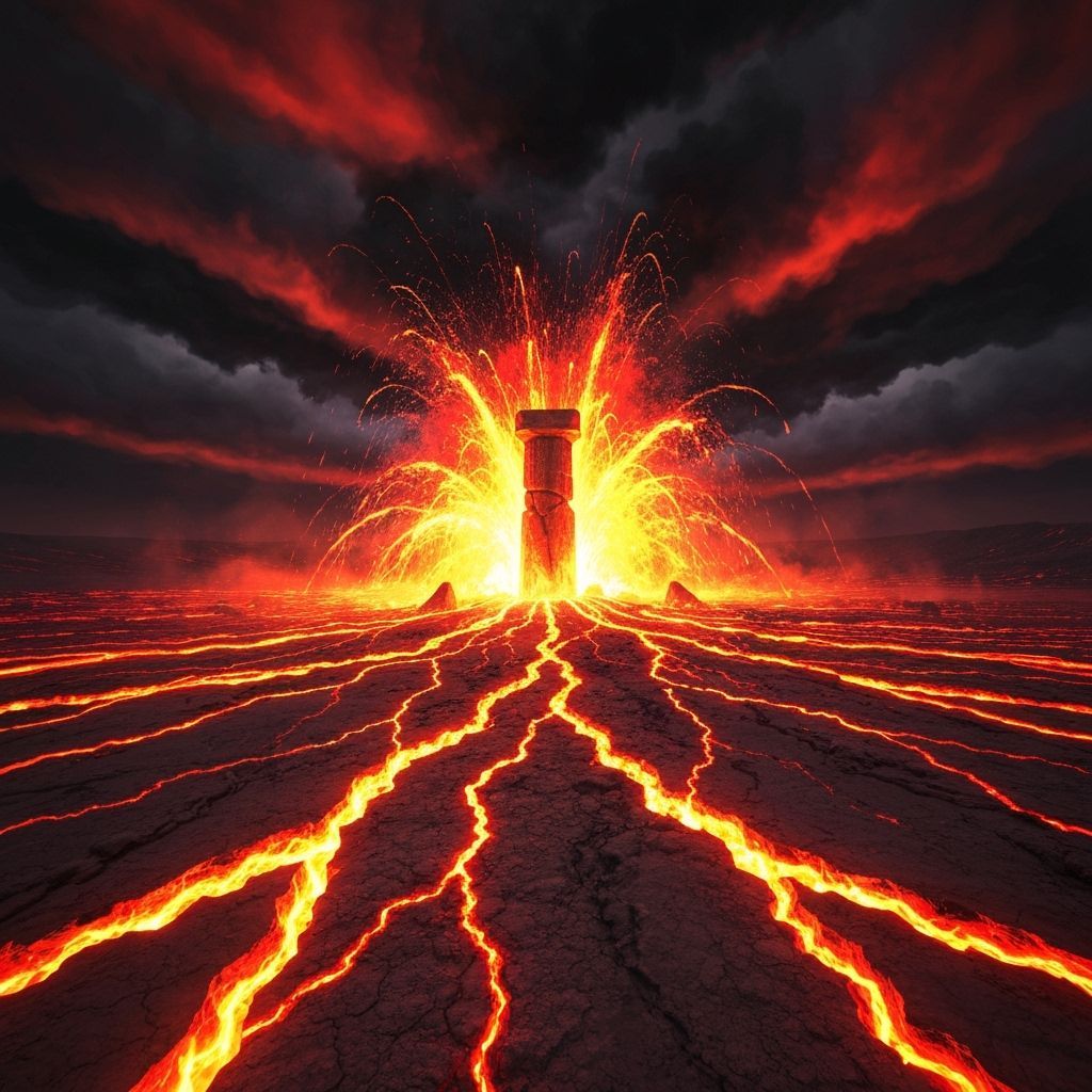 Volcanic Eruption in Fiery Colors