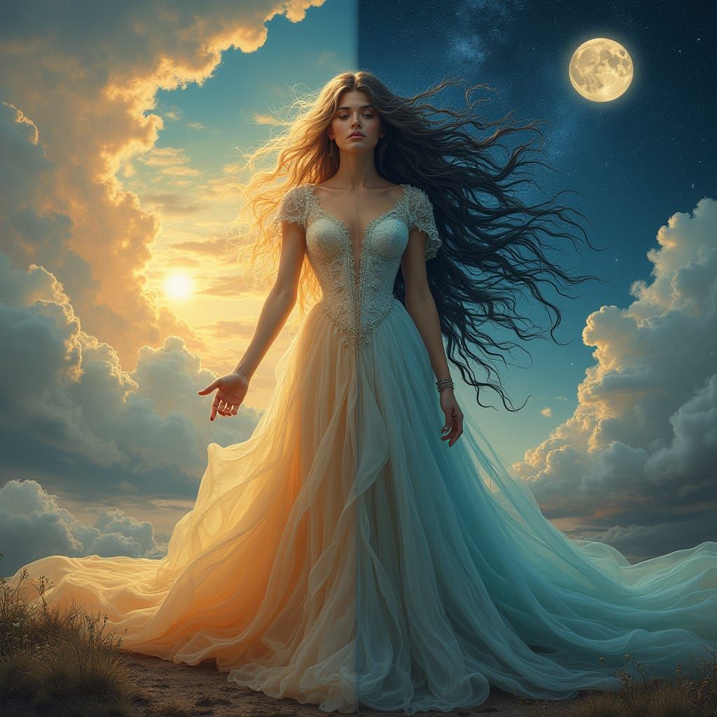 Ethereal Goddess of Contrasting Worlds