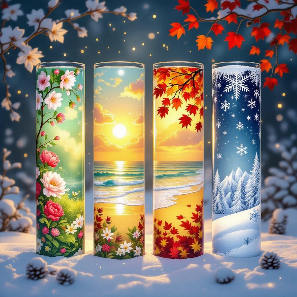 Four Seasons Represented in Ethereal Glassware