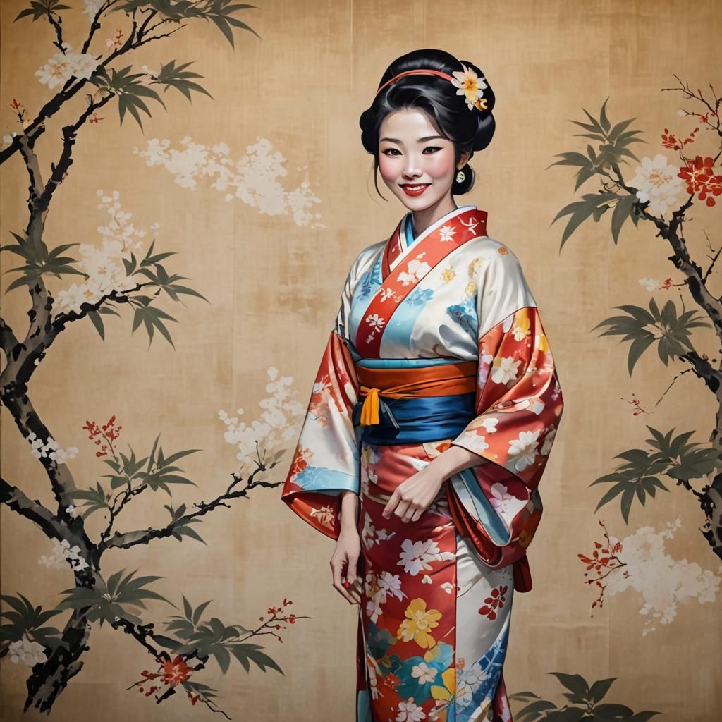 Kimono Figure with Vietnamese Smile