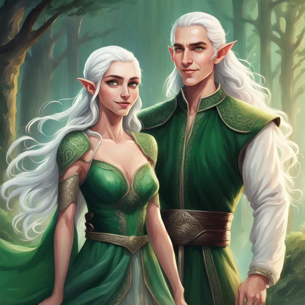 Elf and Human Couple in Detailed Digital Art