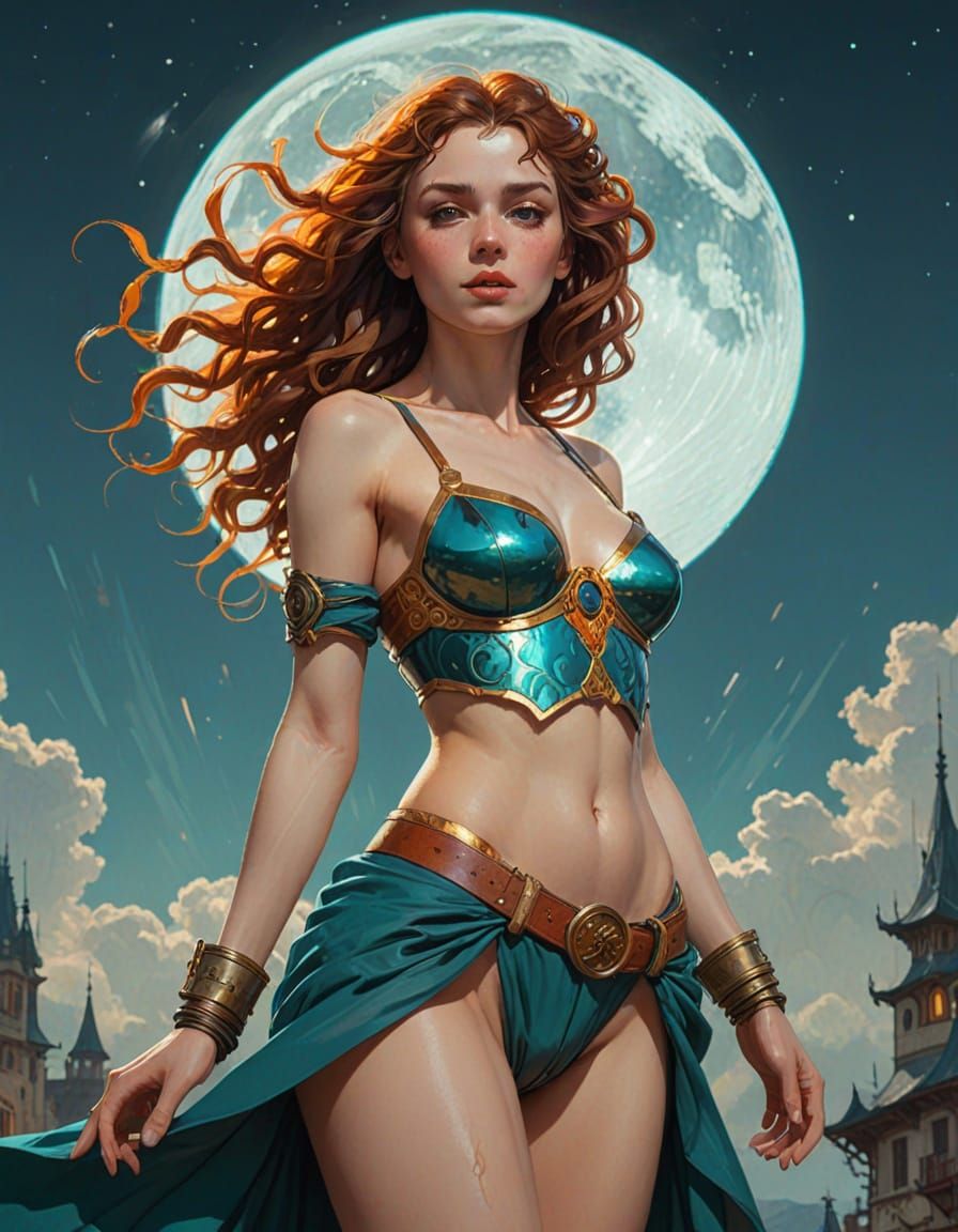 Ethereal Space Warrior Goddess in Chiaroscuro