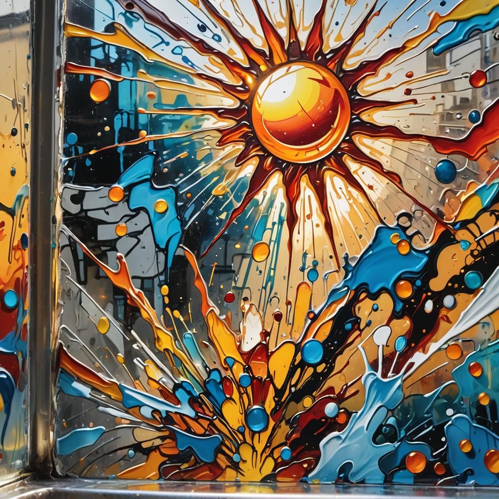 Graffiti Art: Sunlight Through Stained Glass Kitchen Window
