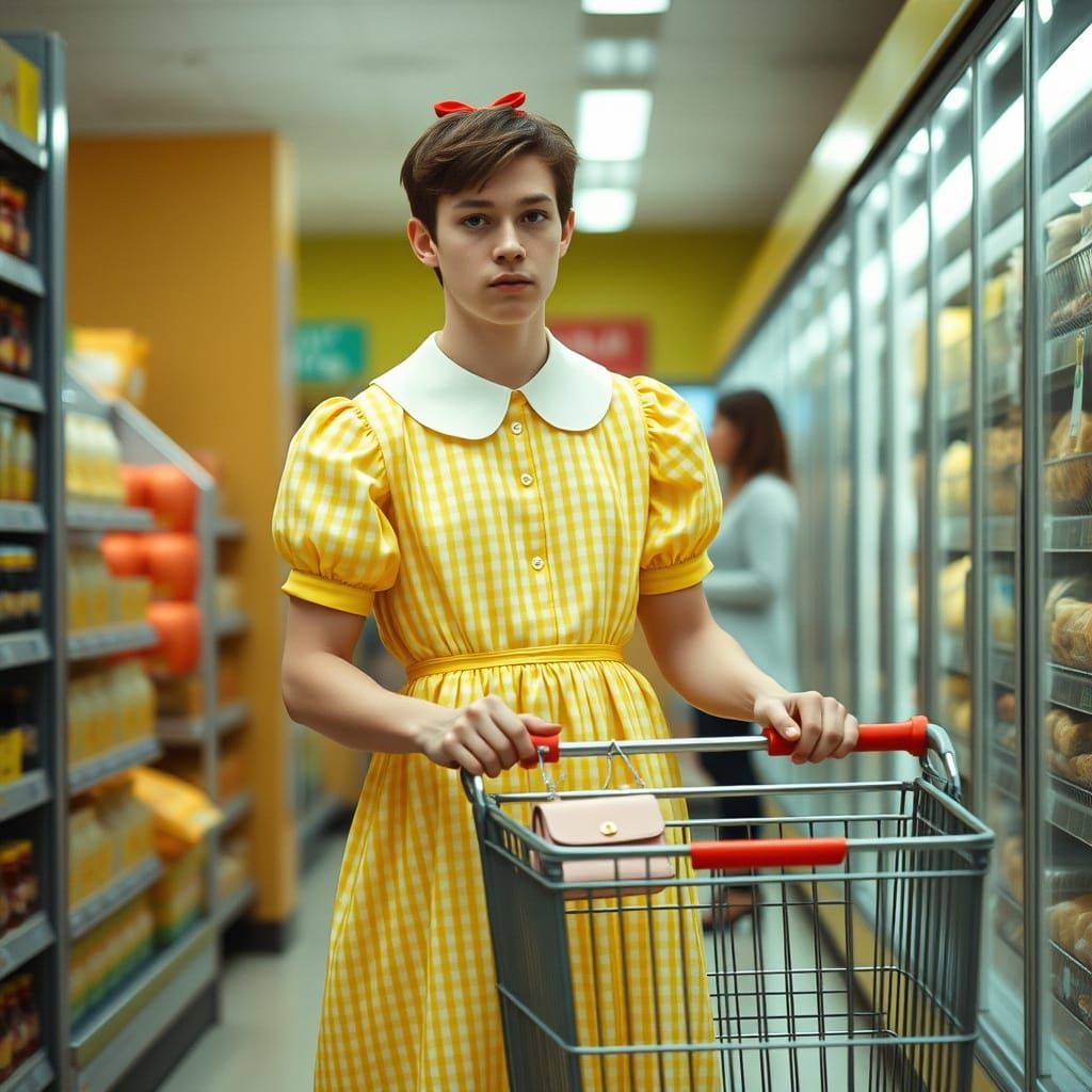 Confident Gentleman Embodies Crossdressed Persona in Vibrant...