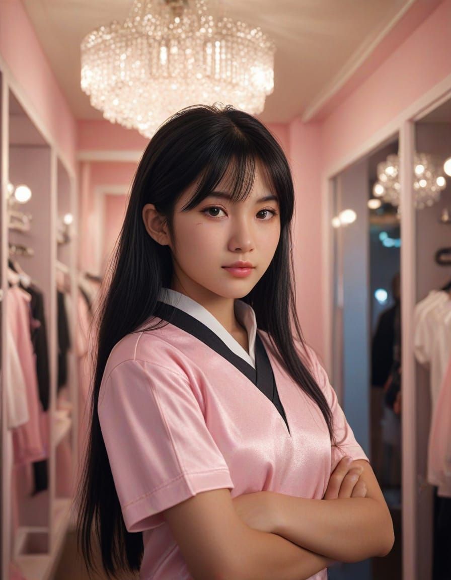 Japanese Girl in Dressing Room: Cinematic Fantasy Art