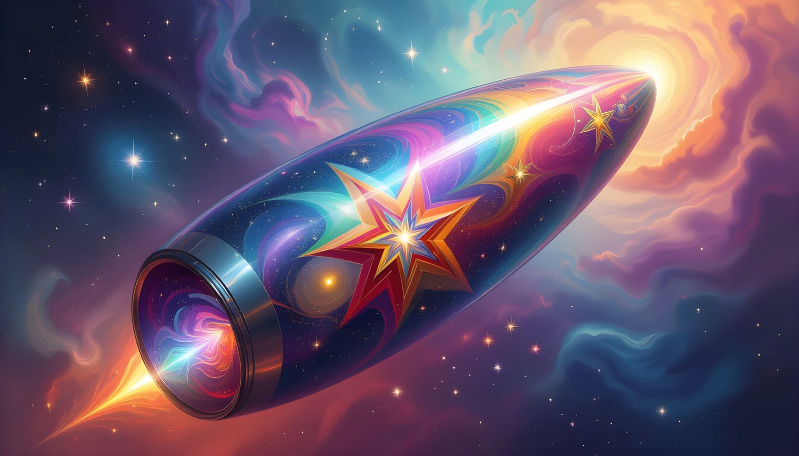 Iridescent Starship Mirrors Kandinsky Cosmos as Impasto Pain...