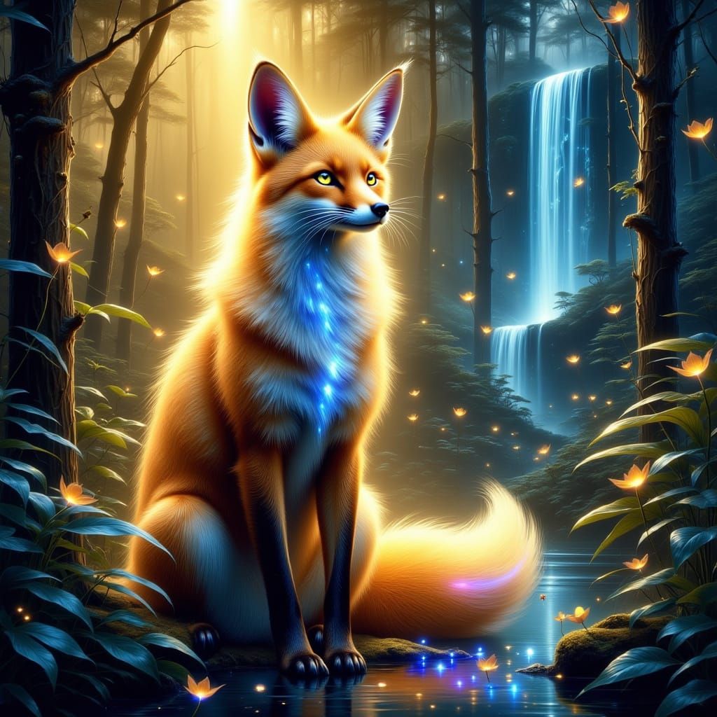 Bioluminescent Fox on Alien Planet in 8K