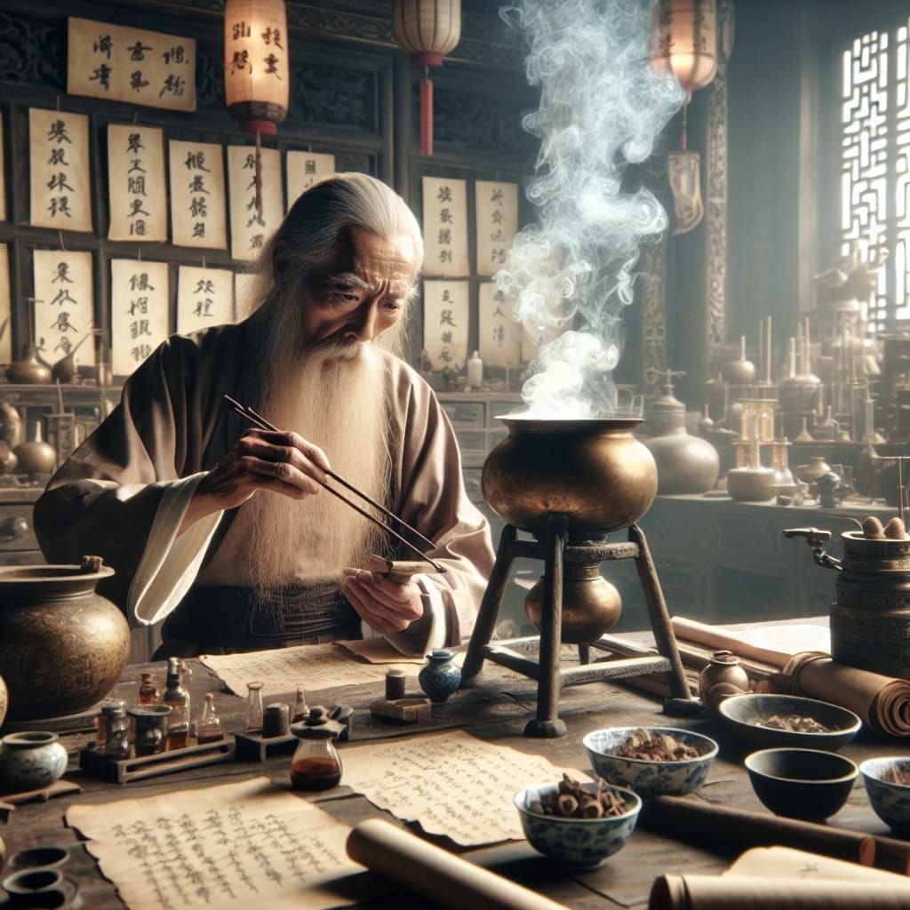 Ancient Alchemist at Work