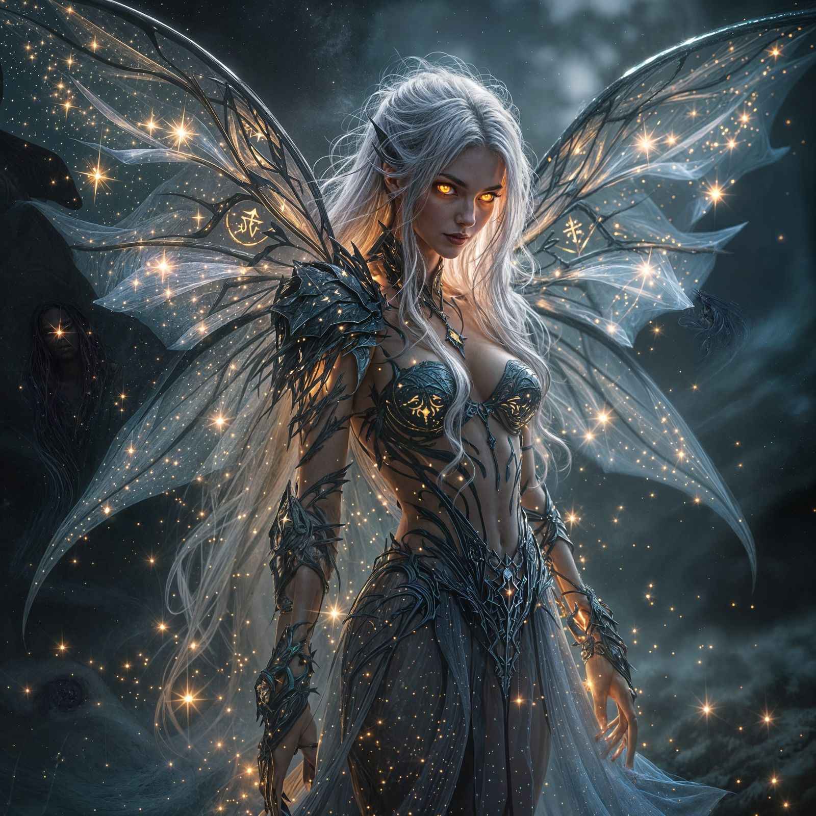 Mystical Fairy Emerges from Shadow